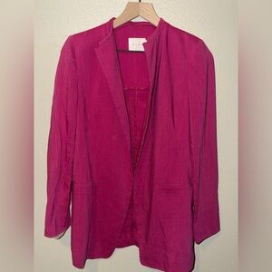 Michaa Magenta Open Front Blazer | Korean Designer | Minimal Chic